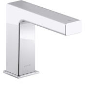 Kohler Strayt 0.5 GPM Single Hole Touchless Bathroom Faucet with Grid Drain, Kinesis Sensor, and Mixer Polished Chrome