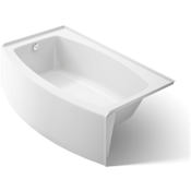 Kohler Expanse Bath Tub 60" Acrylic Soaking for Three Wall Alcove Installations with Integral Curved Apron and Left Drain White