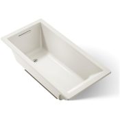 Kohler Underscore Collection 60" Drop In Deep Soaker Bath Tub with Slotted Overflow and Reversible Drain Biscuit