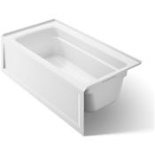 Kohler Archer Collection 60" Three Wall Alcove Soaker Bath Tub with Armrests, Lumbar Support and Right Drain White