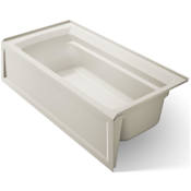 Kohler Archer Collection 72" Three Wall Alcove Soaker Bath Tub with Slotted Overflow, Armrests, Lumbar Support, Textured Bottom and Right Hand Drain Biscuit