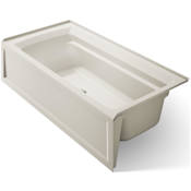 Kohler Archer 72" Alcove Soaking Bath Tub with Bask Heating and Right Drain Biscuit