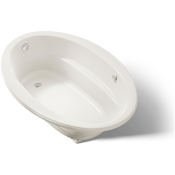 Kohler Sunward 60" Drop In Acrylic Air Tub with Reversible Drain and Overflow Biscuit