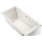 Kohler Underscore Rectangle 60" Drop In Acrylic Air Tub with Reversible Drain and Overflow Biscuit