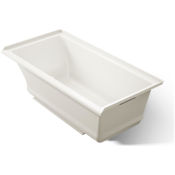 Kohler Underscore Rectangle 60" Three Wall Alcove Acrylic Air Tub with Right Drain and Overflow Biscuit