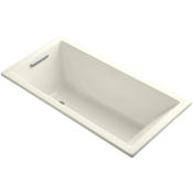 Kohler Underscore 60" Soaking Tub with Reversible Drain and VibrAcoustic Technology Biscuit