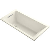 Kohler Underscore 60" Soaking Tub with Reversible Drain, Bask Heating, and VibrAcoustic Technology Biscuit