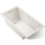Kohler Underscore Rectangle 60" Drop In Acrylic Air Tub with Reversible Drain and Overflow Biscuit