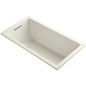 Kohler Underscore 60" Soaking Tub with Reversible Drain and VibrAcoustic Technology Biscuit