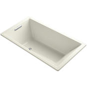 Kohler Underscore Rectangle 66" Drop In Undermount Acrylic Soaking Tub with Reversible Drain and Overflow Biscuit