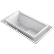 Kohler Sok Collection 75" Undermount or Drop In Effervescence Air Bath Tub with Right Hand Drain White