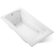 Kohler Mariposa Collection 66" Three-Wall Alcove or Drop In Jetted Whirlpool Bath Tub with Reversible Drain White