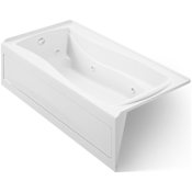 Kohler Mariposa Collection 72" Three Wall Alcove Jetted Whirlpool Bath Tub with Left Side Drain White