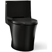 Kohler Veil 0.8 / 1.28 GPF Dual Flush One Piece Elongated Comfort Height Toilet with Left Hand Lever - Seat Included with Quiet-Close Technology Black Black
