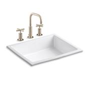 Kohler Verticyl 17-1/4" Undermount Bathroom Sink with Overflow and Purist Widespread Bathroom Faucet with Pop-Up Drain Assembly Brushed Bronze