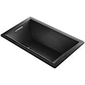 Kohler Underscore Rectangle 60" Drop In Acrylic Air Tub with Reversible Drain and Overflow Black Black