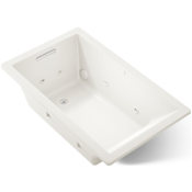 Kohler Underscore 60" Drop In Acrylic Experience Tub with Left, Reversible, Right Drain and Overflow Biscuit