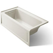 Kohler Archer 60" Alcove Soaking Bath with Left Drain and Bask Heating Technology Biscuit