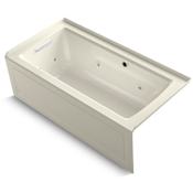 Kohler Archer 60" Alcove Whirlpool Bath Tub with Left Drain and Bask Biscuit