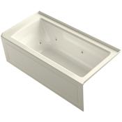 Kohler Archer 60" Three Wall Alcove Jetted Whirlpool Bath Tub - Right Drain Biscuit