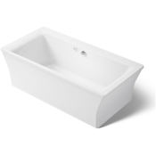 Kohler Stargaze 72" Free Standing Acrylic Air Tub with Center Drain, Overflow, and Fluted Shroud White