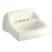 Kohler Kingston 16" Wall Mounted Bathroom Sink with 3 Holes Drilled and Overflow Biscuit