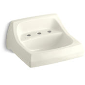 Kohler Kingston 16" Wall Mounted Bathroom Sink with 3 Holes Drilled and Overflow Biscuit