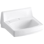 Kohler Greenwich 15" Wall Mounted Bathroom Sink with 2 Holes Drilled White