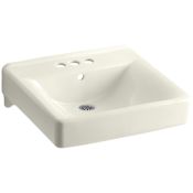 Kohler Soho 18" Wall Mounted Bathroom Sink with 3 Holes Drilled and Overflow Biscuit