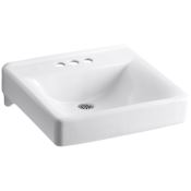 Kohler Soho 18" Wall Mounted Bathroom Sink with 3 Holes Drilled White
