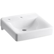 Kohler Soho 18" Wall Mounted Bathroom Sink with 2 Holes Drilled White