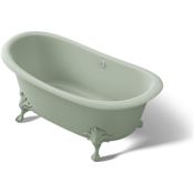 Kohler Artifacts 67" Clawfoot Cast Iron Soaking Tub with Center Drain and Overflow Aspen Green
