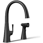 Kohler Graze 1.5 GPM Single Hole Kitchen Faucet - Includes Side Spray Matte Black
