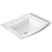 Kohler Archer 22-5/8" Drop In Bathroom Sink with 3 Holes Drilled and Overflow White