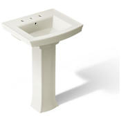 Kohler 24" Widespread Vitreous China Pedestal Bathroom Sink with 3 Pre Drilled Faucet Holes from the Archer Collection Biscuit
