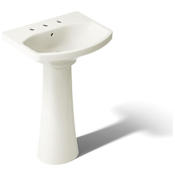 Kohler Cimarron Pedestal Bathroom Sink with 8" Widespread Faucet Holes Biscuit