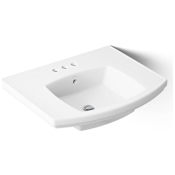 Kohler Kelston 24" Rectangular Vitreous China Pedestal Bathroom Sink with Overflow and 3 Faucet Holes at 4" Centers White