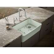 Kohler Ironridge 34" Undermount Single Basin Enameled Cast Iron Kitchen Sink with Basin Rack Aspen Green