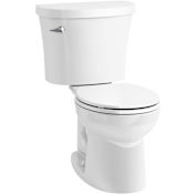 Kohler Kingston 1.28 GPF Two-Piece Round Toilet with Left Hand Lever - Less Toilet Seat White