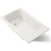 Kohler Avec 60" Drop In Acrylic Soaking Tub with Reversible Drain Biscuit