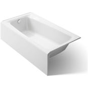 Kohler Irvine 60" x 32" Cast Iron Alcove Bath with Integral Apron and Left Drain White