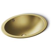 Kohler Bachata 16-11/16" Oval Stainless Steel Undermount Bathroom Sink with Overflow Vibrant Brushed Moderne Brass