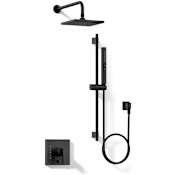 Kohler Honesty Pressure Balanced Shower System with 1.75 GPM Shower Head, Hand Shower, Slide Bar, Shower Arm, Hose, and Valve Trim – Less Rite-Temp Valve Matte Black