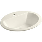 Kohler Bryant 20-1/8" Circular Vitreous China Drop In Bathroom Sink with Overflow and Single Faucet Hole Biscuit