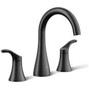Kohler Simplice 0.5 GPM Widespread Bathroom Faucet with Clicker Drain Assembly and UltraGlide Ceramic Disc Valves Matte Black