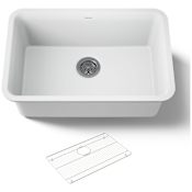 Kohler Cairn 27-1/2" Undermount Single Bowl Neoroc Composite Kitchen Sink with Bottom Sink Rack Matte White