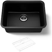 Kohler Cairn 24-1/2" Undermount Single Bowl Neoroc Composite Kitchen Sink with Bottom Sink Rack Matte Black