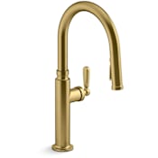 Kohler Edalyn by Studio McGee 1.5 GPM Single Hole Pull Down Kitchen Faucet with Boost Spray, DockNetik, ProMotion, and MasterClean Technologies Vibrant Brushed Moderne Brass