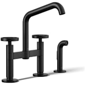 Kohler Billet 1.5 GPM Widespread Bridge Kitchen Faucet - Includes Side Spray Matte Black