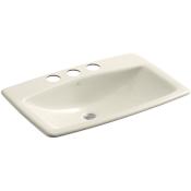 Kohler 24" Cast Iron Man's Lav Undermount Bathroom Sink with 3 Holes Drilled and Overflow Almond